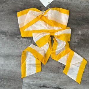 NWT Mac Duggal Cream and Yellow Strapless Top